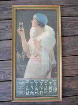 Coca-Cola 1925 Calendar Lady with Coke Soda Glass Full Pad Framed