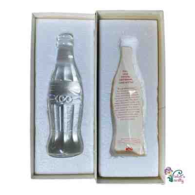 RARE VTG Coca-Cola Solid Full Lead Crystal Centennial Coke Bottle 1986 W/ Box