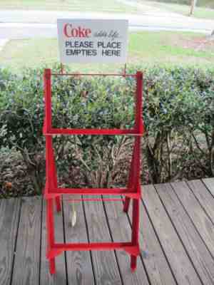 Coca-Cola Empties Rack and Sign Coke Adds Life Return Here Red 1970s Vintage
