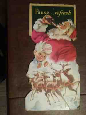 Coca Cola sign 1949 Santa & Boy with bottle cap