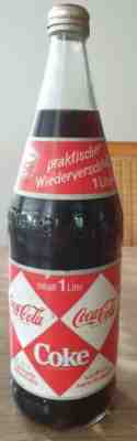Coca Cola glass bottles from Germany. Old 1 Liter NDNR glass bottle diamond empt