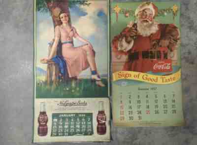 Vintage original Coca Cola & Nugrape calendars