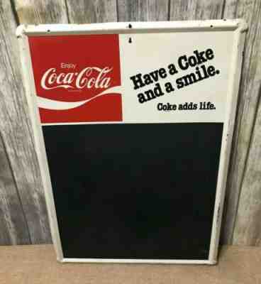 Vintage Coca Cola Metal Chalkboard Sign ~ HAVE A COKE AND A SMILE ~ Menu Board