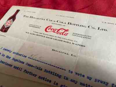 Coca Cola 1911 The Bogalusa Bottling Co. LA Straight-Sided Bottle Letterhead