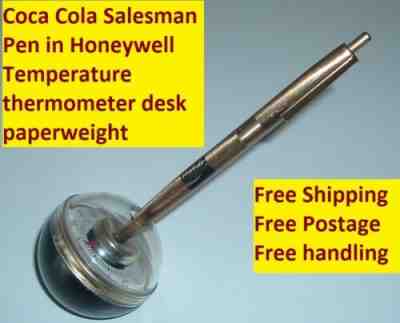 Vintage Coca Cola Soda Pop Old Coke Salesman Pen & Thermometer Paperweight RARE!