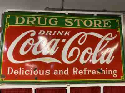 1933 coca-cola drug store sign porcelainÂ  made in Nash. Tenn. antique RARE
