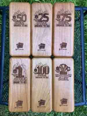 Set of 6 SALT LAKE 2002 OLYMPICS - COCA-COLA Bottles in wooden boxes limited 202