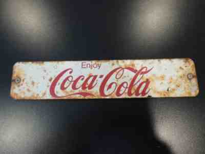 Enjoy Coca Cola vintage metal white red old soda pop small sign