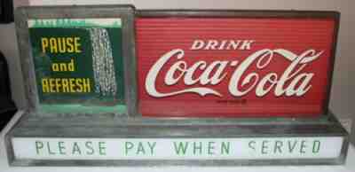 1950's Coca-Cola Lighted Countertop Advertising Sign w/ Moving Waterfall WORKS!
