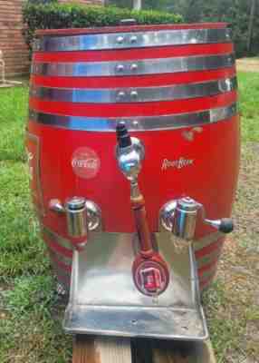 Vintage Coca Cola 5 Cent Root Beer Refrigerated Wood Barrel Dispenser