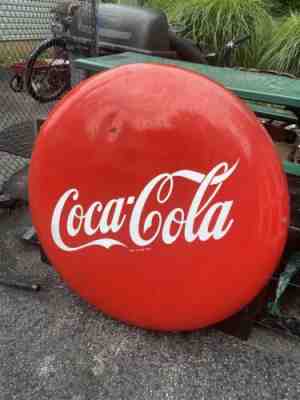 Coca Cola 36â? Red Porcelain Sign Button Wall Mount