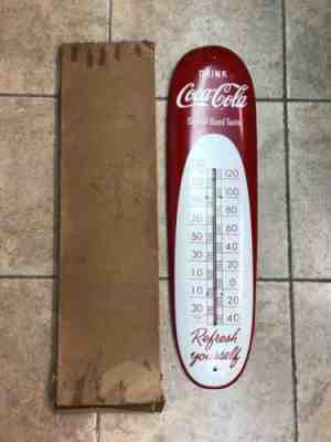 Vintage Original 1949 Coca Cola Soda Pop 30" Metal Cigar Thermometer sign Sweet