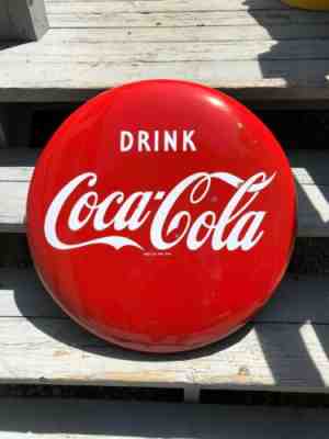 Vintage Antique 24" Coke Coca Cola Button Store Porcelain Non Tin Soda Sign