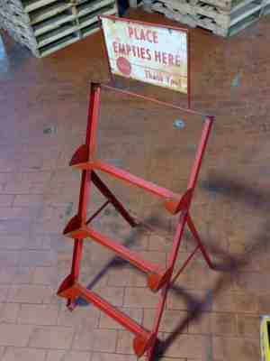 Vintage metal Coca Cola Coke crate holder display stand Place Empties Here sign