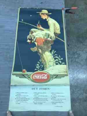 Original 1935 Coca Cola Calendar Norman Rockwell Boy Fishing