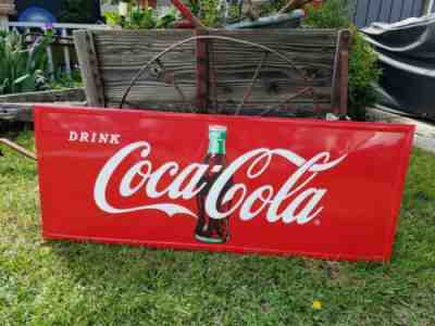 Vintage Drink Coca Cola Sign - Coke 56x22.5 Contour Bottle Logo - Embossed Sign