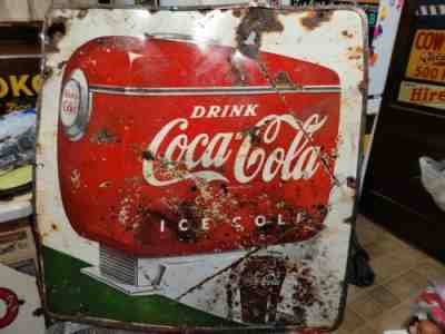 Vintage Antique Porcelain Coca-Cola Dispenser Sign