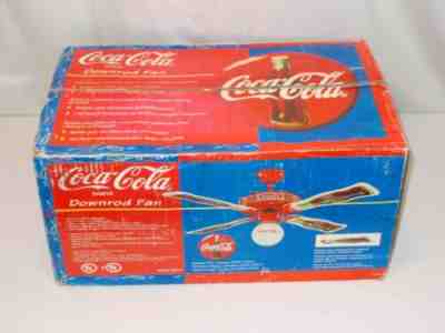 Vintage NEW 1998 Coca Cola Downrod Fan 4 Blade Ceiling Fan Sportscart S0314