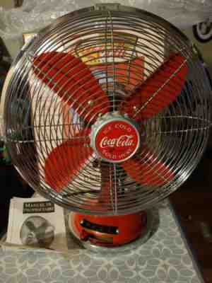 Rare Coca Cola Fan Oscillating 3 Speed Metal Desk Fan w/ Box