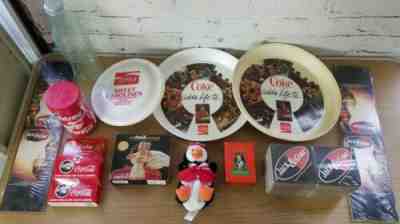Lot of Coca-cola Memorabilia Cameras Calendar Jack & Coke Table Folds Coasters