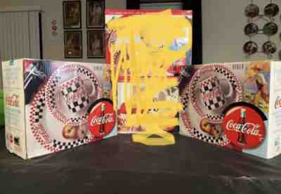 2 Sets-Vintage 12 Piece Gibson Coca Cola 1996 Diner Checkered Dish Set