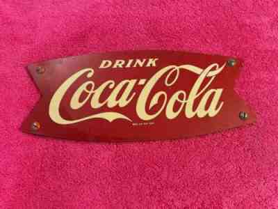 Vintage COKE Coca Cola COCA-COLA RACK Fishtail Sign 12" x 5"