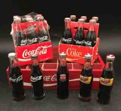 Rare Miniature 3" Glass Bottles of Coca-Cola 17 Bottles 2 Six Packs Plus
