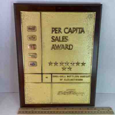 Vintage Elizabethtown KY Coca-Cola Per Capita Sales Award 9 Stars Plaque HEAVY