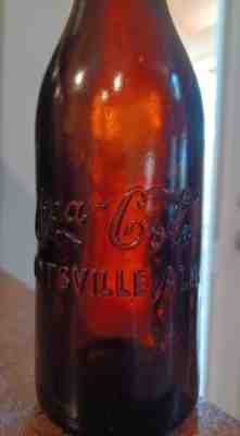 Antique Amber Huntsville Alabama Staight Sided Coca Cola Bottle