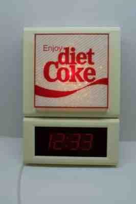 Working Vintage 1983 Diet Coke Coca Cola Digital Wall Clock Sign Light