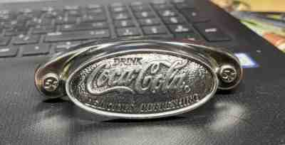 5 Rare Belwith Chrome Coca Cola Metal Drawer Pulls Handles Silver Made in USA