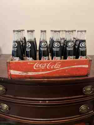 1980 National Champions Georgia Bulldogs Coca-cola Bottles With Vintage Crate