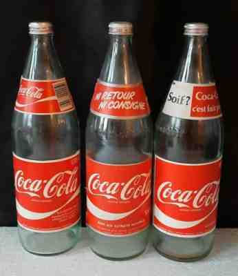 Coca Cola Bottle 60-70's France French Retour Label Big Bottle 1 litre Empty