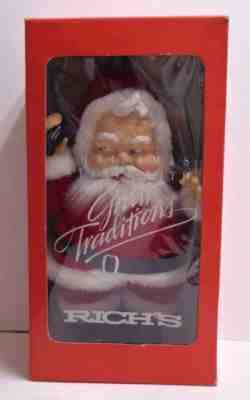 Vintage Richâ??s Coca Cola Santa Plush Rubber Face & Bottle 15" Dakin 1988 & Box