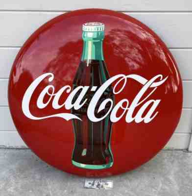 Antique/ Vintage 1950s 36â? AM43 COCA COLA Bottle Button Sign VERY Nice
