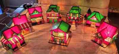 Coca Cola Stained Glass Lighted Buildings By FRANKLIN MINT. Complete Set of 8