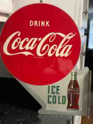 VINTAGE COCA-COLA DOUBLE SIDED FLANGE SIGN STYLED AM 3-52 + More Collectibles!