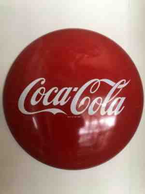 Large Vintage Coca Cola Soda Pop Gas Oil 36" Metal Button Sign