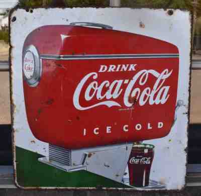 Large Vintage Coca-Cola Double Sided Porcelain Advertising Sign
