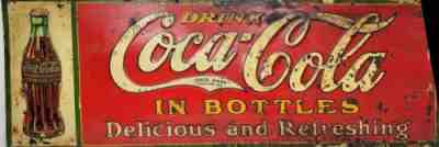 Coca-Cola Vintage RARE 1931 Christmas Delicious & Refreshing Embossed Bottle Tin