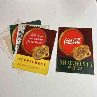 VINTAGE 1944 COCA COLA ADVERTISING PRICE LIST CATALOG plus SUPPLEMENTS