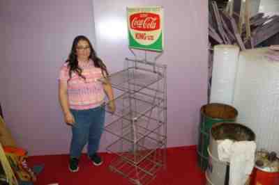 Large Vintage 1950's Coca Cola Soda Pop Metal Bottle Display Rack 2 Sided Sign