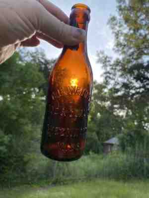 RARE ANTIQUE AMBER GREENWOOD MISS. NERVO KOLA WARS COPYCAT COCA COLA SODA BOTTLE