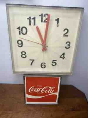 Vintage Drink Coca Cola Wall Clock Electric Lighted Atomic Starburst