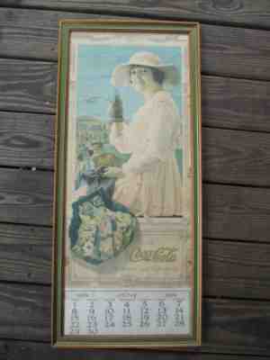 Coca-Cola 1919 Calendar Framed Original Antique Aviator Bottler Calendar