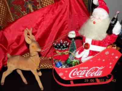 Vtg HAROLD GALE COCA COLA ADVERTISING -Store DISPLAY w/Sleigh & Reindeer RARE !