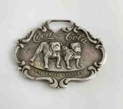 Antique Coca cola sterling silver double bulldog prize winner watch fob Schwaab