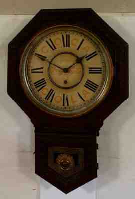 Great Running Old Original Antique 1901 Welch Clock Co. Coca Cola Oak Wall Clock