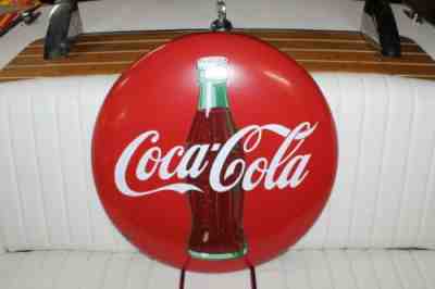 1950's Vintage Coca-Cola Porcelain Round Button 24" with Bottle Logo