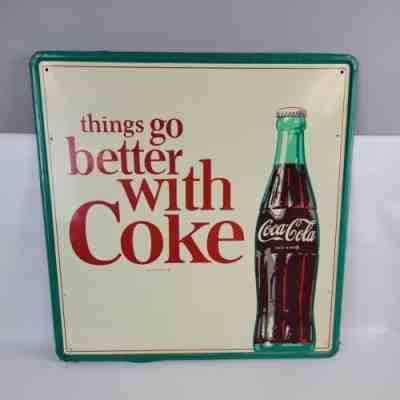 Vintage "Things Go Better with Coke" Coca Cola Metal Sign Robertson 746 1964